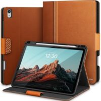 KingBlanc Case for iPad Air 11-inch (M3 2025/M2 2024) 7th/6th Generation, iPad Air 5th/4th Gen (10.9", 2022/2020) with Pencil Holder, PU Leather Smart Cover, Auto Wake/Sleep, Multi-Angle Stand, Brown