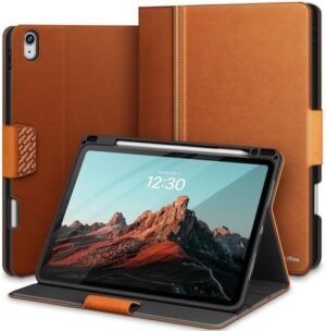KingBlanc Case for iPad Air 11-inch (M3 2025/M2 2024) 7th/6th Generation, iPad Air 5th/4th Gen (10.9", 2022/2020) with Pencil Holder, PU Leather Smart Cover, Auto Wake/Sleep, Multi-Angle Stand, Brown