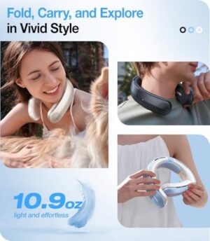 TORRAS COOLiTE Neck Fan, 8450 RPM Turbo Airflow, Portable Neck Fan Rechargeable with 14H Battery, Lightweight & Foldable Neck Fans That Blow Cold Air for Outdoor, Travel, Mothers Day Gifts, Black - Image 6