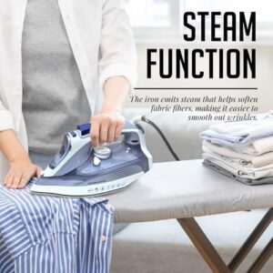 OVENTE Steam Iron for Clothes, 1200W Lightweight Steamer with Non-Stick Ceramic Soleplate, Precision Thermostat Dial, Auto Shutoff, Self-Cleaning, Anti-Drip and 11.83oz Water Tank, Blue IRNL77BL - Image 4