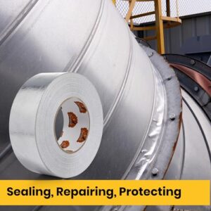 Aluminum Foil Heat Shield Tape 2inch x 65Yards, Aluminized Fiberglass Cool Tape 5.5mil Heat Resistant Tape Thermal Barrier for Air Dryer Vent, HVAC, Heating Unit, Hose and Pipe, 5Rolls/980Ft - Image 6