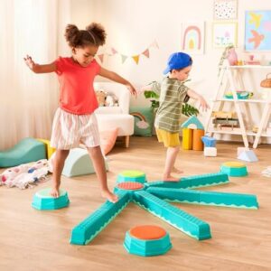 B. Toys – Balance Beam for Kids – Interlocking Balancing Beams – 5 Sensory Pads & 8 Beams – Active Play for Toddlers, Kids – 3 Years + – Balance & Build Set - Image 2