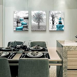 Canvas Wall Art for Living Room Wall Decor for Bedroom Bathroom Black and White Paintings Modern 3 Piece Framed Canvas Art Prints Ready to Hang Inspirational Abstract Blue Pictures Home Decorations - Image 7