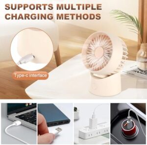 Desk Fan Small Air Circulator Fan - 4 Speeds Quiet 120°Oscillating Fan 35°Adjustable Tilt, Portable fans for Cooling Home Dorm Office Bedroom Kitchen Tent (Beige) - Image 5