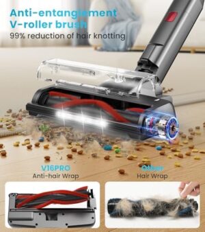 Cordless Vacuum Cleaner, 550W/45Kpa Vacuum Cleaners for Home with Self-Standing, MAX 60Mins Vacuum with LED Display, Anti-Tangled Stick Vacuum, Lightweight Vacuum Cleaner for Carpet/Pet Hair - Image 6