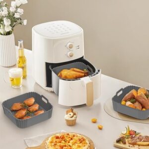 Redfly 2 Pack Air Fryer Liners, 9.3 In Square, Reusable for 5-8.5 QT, Replace Parchment, Silicone Gray&Gray - Image 7