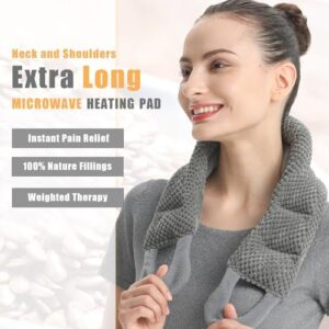 UNCN Long Wide Heating pad for Neck and Shoulders Back 33 * 5.9" microwavable Large Moist Heat Pack Warm hot Compress Neck wrap Weighted Bag Massage Reusable Herbal Nature Calming Portable 1.95Pounds - Image 2