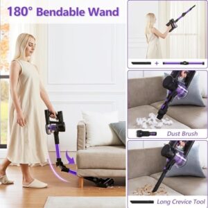 Lightweight Cordless Vacuum Cleaner: Portable Stick Vacuum with Rechargeable Battery 6-in-1 Powerful Vacuum Cleaner for Home with LED Screen Upgraded Floor Brush for Hardwood Floor Carpets Pet Hair - Image 3