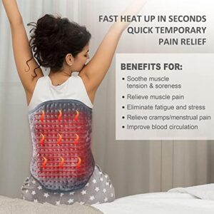 Snailax Heating Pad for Back Pain Relief, FSA HSA Eligible Electric Heat Pad for Period Cramps, Neck, Shoulders, Heated Pad with Adjustable Strap, 6 Heat Levels, Auto Shut Off, 16”x24”,Washable,Gifts - Image 2