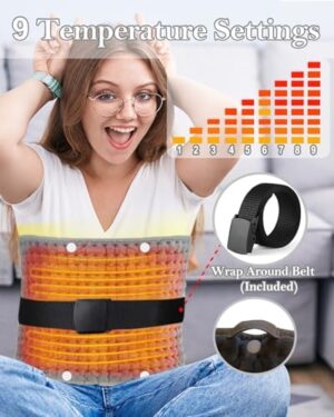Foot Warmers for Feet XXL Large Heating Pads for Body 33x17in, 10FT Cord 9 Heat 4 Timer Auto Off Electric Heat Pad for Period Cramp Back Pain Relief Wrap Around with Belt Gift for Women Men - Image 4