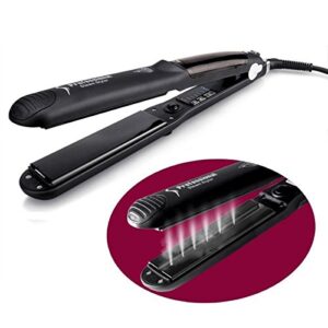 Steam Hair Straightener Flat Iron Professional Ceramic Tourmaline 2-in-1 Straightening Iron, Adjustable 300-450F Salon Heat, 110-220V Dual Voltage, Black - Image 4