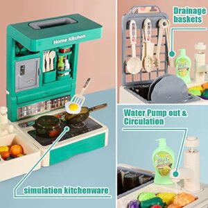 Kitchen Play Set for Kids - 49PCS Pretend Cooking Playset Accessories with Pot and Pan,Dish Rack,Play Sink,Pretend Play Food Toys with Baby&Toddler-Educational Gift for 3 4 5 6 Ages Girls&Boys - Image 3