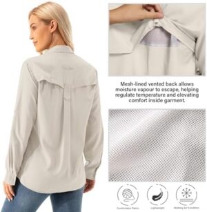 Womens UPF 50+ UV Sun Protection Safari Shirts Long Sleeve Outdoor Cool Quick Dry Fishing Hiking Gardening Shirts - Image 3