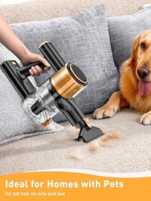 Cordless Vacuum Cleaner, 8-in-1 Powerful Stick Vacuum with Upgraded Green LED Light, Anti-Tangle Brush, 40min Runtime, Lightweight Rechargeable Vacuum for Home (Orange) - Image 8