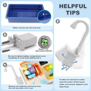 BOBXIN Play Sink with Running Water, Kids Play Kitchen Toy Sink Electric Dishwasher, Pretend Role Play Kitchen Toys Set with Upgraded Working Faucet and Dishes Playset for Girls, Toddler and Boys - Image 5