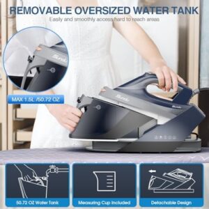 Sundu Pro Steam Station with Ceramic Soleplate, 1800W Steam Station Iron for Clothes with 1.5L Removable Water Tank, Iron Lock for Easy Carry, Auto ShutOff, Self Cleaning, Clothing Steam Iron for Home - Image 3