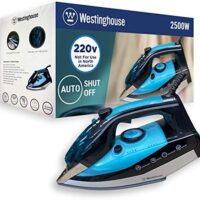 Westinghouse 220v Iron 2500 watts with Steam & Auto Shut Off 220 – 240 Volts 50/60 hz Bundle with Dynastar Plug Adapter (NOT for USA)