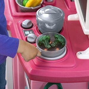 Step2 Great Gourmet Kids Kitchen Playset, Indoor/Outdoor Kitchenette, Interactive Play with Lights and Sounds, Made of Durable Plastic, Includes 33 Piece Toy Accessories, Toddlers 3+ Years Old, Pink - Image 5