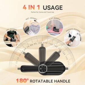 Portable Travel Steamer Iron Mini - Portable Rotating Clothes Iron with Dry and Wet Ironing, 10s Heat Up, 1200W Portable Handheld Steamer Irons, Steam Irons for Home, Dorm, Travel - Image 2