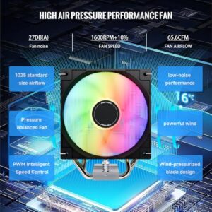 Jungle Leopard AF401 Digital ARGB CPU Cooler, 4 Heat Pipe Direct Touch Process, HDB Bearing 120mm PWM ARGB Fan Air Cooler 220W TDP, Suitable for AMD AM4/AM5 & Intel LGA 1700/1200/115X - Image 2