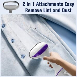 DBC 1500W Steamer for Clothes With 250ml Water Tank, 20S Fast Heat-up Portable Handheld Garment, 2 in 1 Fabric Wrinkle Remover and Clothing Iron with Brush - Purple - Image 7