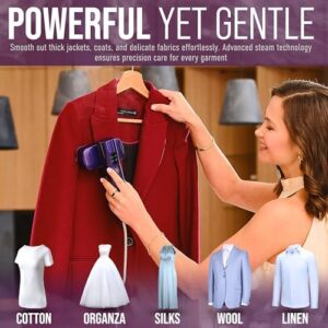 Mini Steam Iron & Travel Garment Steamer – 1200W Portable Wrinkle Remover, Handheld Clothes Steamer, 20s Fast Heating, 4 Modes, Compact Folding Design, Fabric Steamer for Home & Travel–Purple - Image 2