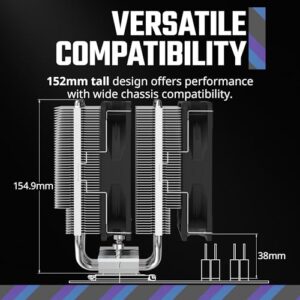 Cooler Master Hyper 620S Dual Tower CPU Air Cooler, ARGB Sync, 120mm PWM Fan, 6 Copper Direct Contact Heat Pipes, 154.9mm Tall Silver - Image 10