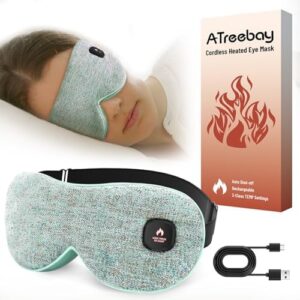 Cordless Heated Eye Mask for Dry Eyes, Eye Mask for Dry Eyes, Washable Eye Heating Pad, Electric Warm Eye Compress Moist Heat, Gifts for Women Men (Blue Grey)