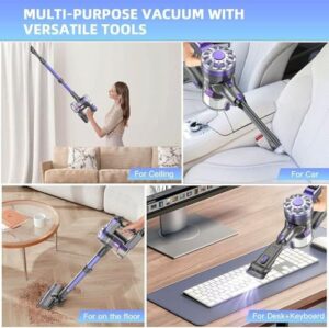 Cordless Vacuum Cleaner,Vacuum Cleaners for Home with Super Suction,Stick Vacuum Cleaner Rechargeable Up to 35 Mins Runtime,Lightweight Hardwood Floor Vacuum for Pet Hair,Carpet(Light Purple) - Image 7