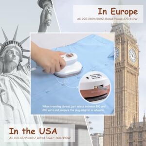 Newbealer Dual Voltage Travel Iron - 120V/220V, 490W, Small Dry Iron with 3 Temp Settings, 30ml Steam (Horizontal Only), Non-Stick Ceramic Soleplate, 1lb Lightly for Cruise, RV and Europe Trips - Image 8
