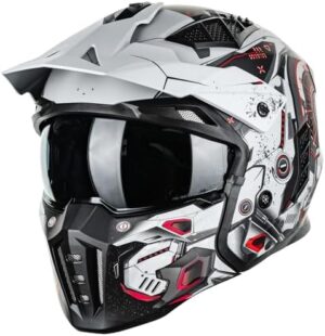 ILM Open Face Motorcycle 3/4 Half Helmet for Men and Women, Vintage Retro Helmet with Visor for Moped ATV Cruiser Scooter DOT Model Z302(Red Mecha,XX-Large)