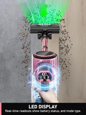 Cordless Vacuum Cleaner, 350W/30Kpa 8 in 1 Powerful Stick Vacuum, with Anti-Tangle Brush and Upgraded Green Light, 40mins Runtime Rechargeable Lightweight Vacuums for Hardwood Floor, Carpet, Pet Hair - Image 3