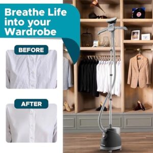 Steam & Go - The Rival Handheld Steamer - Upright Fabric Steamer for Clothes, Garments, Curtains, Bedding & Upholstery - Quick-Heating Foldable Steam Iron with Adjustable Pole Hanger & Detachable Tank - Image 7