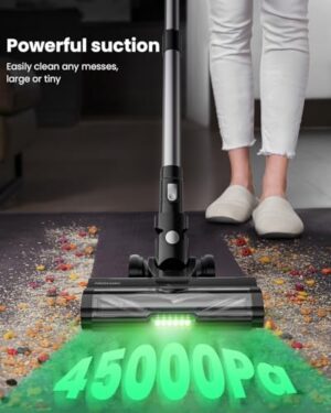 Proscenic Cordless Vacuum Cleaner, 45Kpa 50 Mins Runtime Lightweight Powerful Home Stick Vacuum Cleans with Green Light, Anti-Tangle Brush, LED Display for Floor, Pet Hair, Carpet, P13 - Image 2