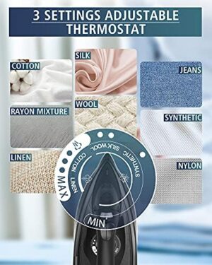 Steam Iron for Clothes, 1500W Clothes Iron with Non-Stick Soleplate, Clothing Iron with 11.84oz Water Tank, Self-Cleaning, Anti-calc Function - Image 6