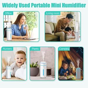Small Humidifiers for Bedroom Nightstand Room 400ML USB Humidifer Plant Cool Mist Humidifier Easy Clean Travel Mini Portable Personal Desk Car Quiet Auto Shut-off Air Humidifier with Led Lights - Image 7