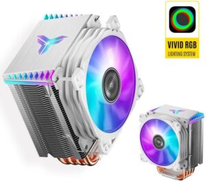 Jonsbo CR1400 RGB CPU Air Cooler, 4 Heat-Pipes, 126mm RGB CPU Fan, Removable 92mm PWM Fans, Fins Bending, 4-pin RGB CPU Cooler, RGB Lighting for AMD Ryzen/Intel LGA 1700 115X, White - Image 4