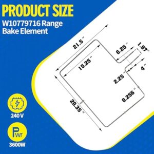 W10779716 Range Oven Bake Element Compatible with Whirlpool KitchenAid Maytag WFE540H0ES0 WFE540H0AS0 WFE505W0JZ0 WEC530H0DB0, W10774342 Oven Heating Element Replace W10289097 AP5970727 PS11703285 - Image 2