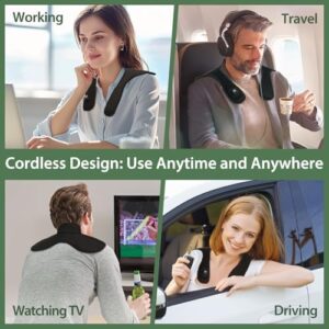 Neck Heating Pad, Cordless Heated Neck Wrap, Portable Heating Pad Mini for Shoulder Pain Relief, Muscle Stiffness 4 Heating Levels, Travel(Black) - Image 5