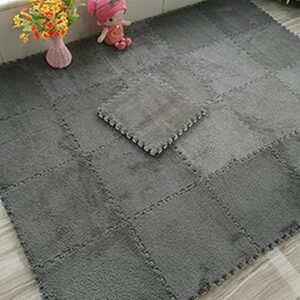 Interlocking Carpet Shaggy Soft EVA Foam Mats Fluffy Area Rugs Protective Floor Tiles Exercise Play Mat for Children Kids Room Home Parlor Bedroom (12 pcs, Gray) - Image 7