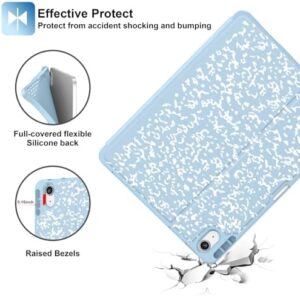 Supveco Case for iPad Air 11 Inch (M3 2025/M2 2024),iPad Air 5th/4th Generation 10.9 Inch 2022/2020 with Pencil Holder-[Auto Wake/Sleep],Premium Folio Stand Soft TPU Back Cover-Ice Blue - Image 6