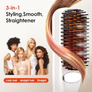 Steam Hair Straightener Brush - 3-in-1 13 Temperatures Straightening Comb - 3s Fast Heating, Nourish, Prevent Scalp Burn, Hair Protection, for Home Use and Travel, Gift for Women - Image 7