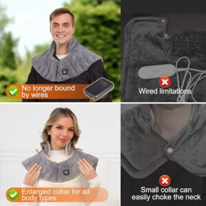 Heating Pad for Neck and Shoulders, Portable Cordless Heating Pad with Power Bank for Pain Relief, Electric Heated Pad with 3 Heat Settings, Rechargeable Weighted Heat Pad Gift for Women Men - Image 3