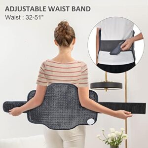 Snailax Heating Pad for Back Pain Relief, FSA HSA Eligible Electric Heat Pad for Period Cramps, Neck, Shoulders, Heated Pad with Adjustable Strap, 6 Heat Levels, Auto Shut Off, 16”x24”,Washable,Gifts - Image 3