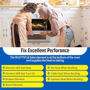 W10779716 Range Oven Bake Element Compatible with Whirlpool KitchenAid Maytag WFE540H0ES0 WFE540H0AS0 WFE505W0JZ0 WEC530H0DB0, W10774342 Oven Heating Element Replace W10289097 AP5970727 PS11703285 - Image 7