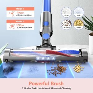 Cordless Vacuum Cleaner for Home, Stick Vacuum Cleaner with 80000 RPM Brushless Motor, 2600mAh Rechargeable Batteries, 2 Adjustable Suction, Anti-Tangle, Lightweight Handheld Vacuum for Hard Floor - Image 2