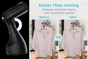 Garment Steamer, 1500W Travel Steamer with 300ml Detachable Water Tank, Fast 30s Heat-Up, Auto-Off, Handheld Steamer for Wrinkle Removal on Clothes, Garments, and Fabrics Black - Image 5