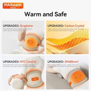 Cordless Heating Pad for Back Pain Relief: MAXwarm 3.0[2025 Upgraded], IKEEPFIT Electric Heat Pad with Massager for Period Cramps, Extra Large 65", 8000mAh Battery, Gift for Women Men (Beige) - Image 8