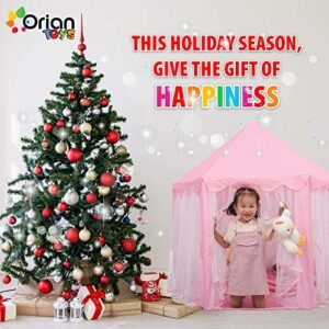 ORIAN Princess Castle Playhouse Tent for Girls with LED Star Lights – Indoor & Outdoor Large Kids Play Tent for Imaginative Games – ASTM Certified, 230 Polyester Taffeta. Pink 55"x53". - Image 6