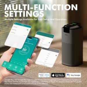 MORENTO Air Purifiers for Home Large Room Up to 2050 Ft² with PM 2.5 Air Quality Sensor, Smart WiFi and Sleep Mode, Hepa Filters Filter Airborne Particles, Handheld Home Air Purifier - Grey +1Pack - Image 7